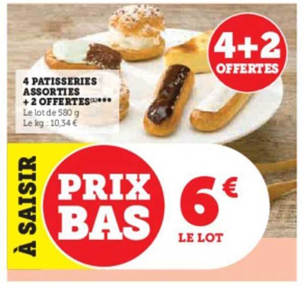 4 pâtisseries assorties + 2 offertes