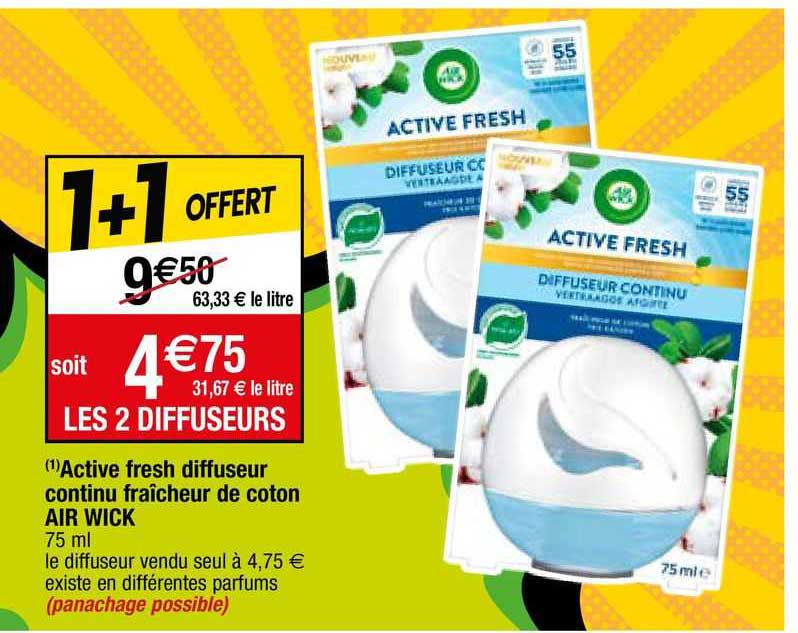 active fresh diffuseur continu fraîcheur de coton air wick