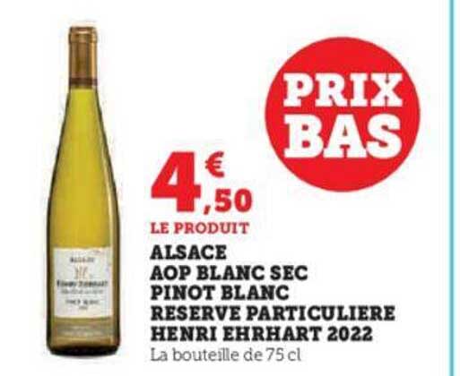 alsace aop blanc sec pinot blanc réserve particulière henri ehrhart 2022