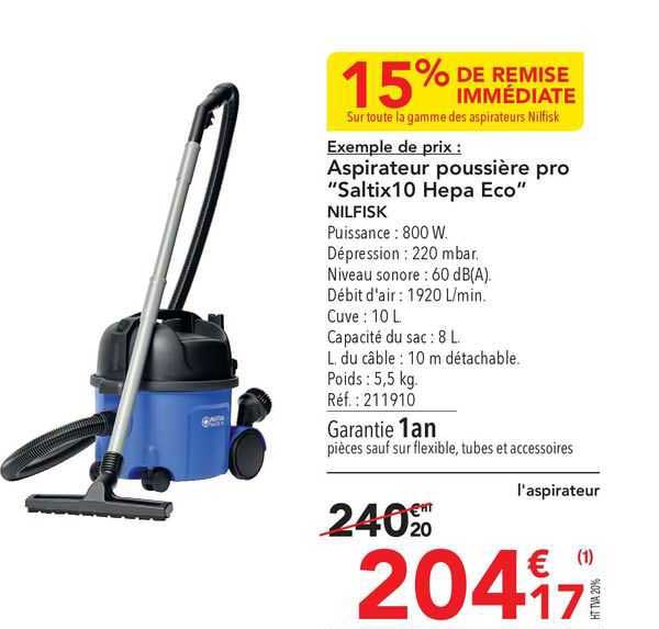aspirateur poussière pro "saltix10 hepa eco" nilfisk