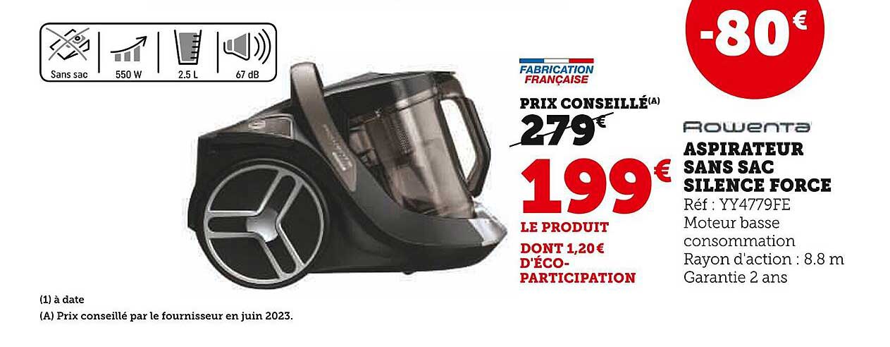 Aspirateur Sans Sac Silence Force Rowenta