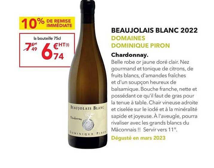 beaujolais blanc 2022 domaines dominique piron chardonnay