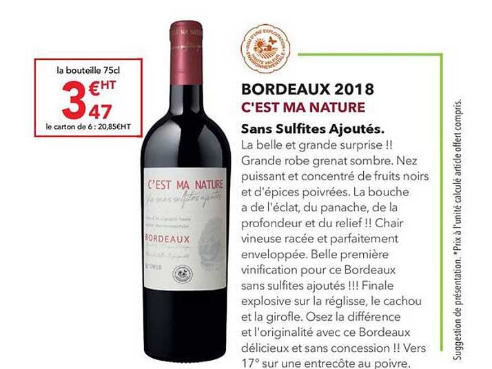bordeaux 2018 c'est ma nature sans sulfites ajoutés