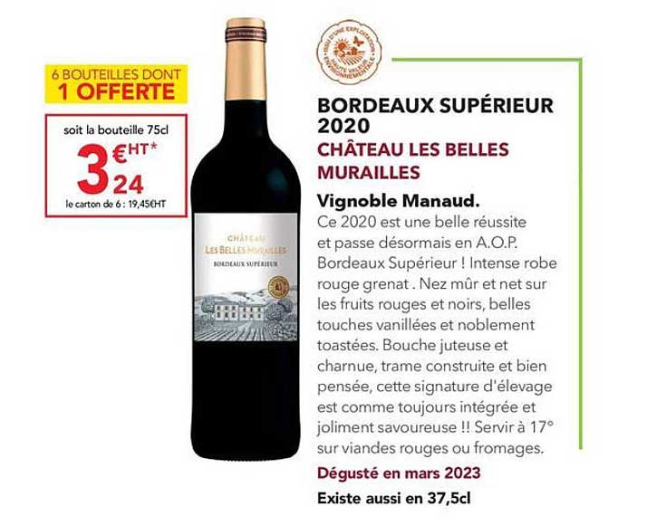 bordeaux supérieur 2020 château les belles murailles