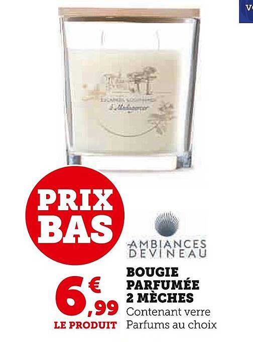 bougie parfumée 2 mèches ambiances devineau