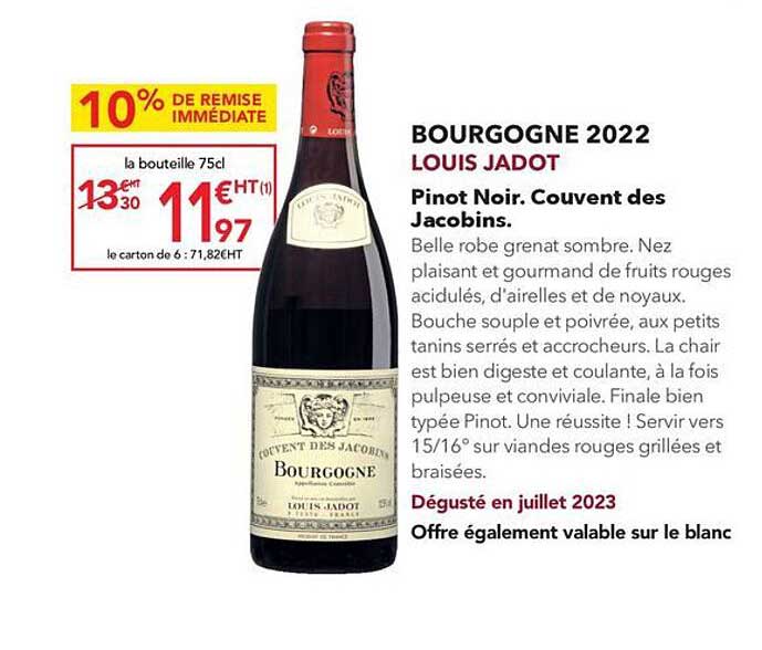 bourgogne 2022 louis jadot pinot noir couvent des jacobins