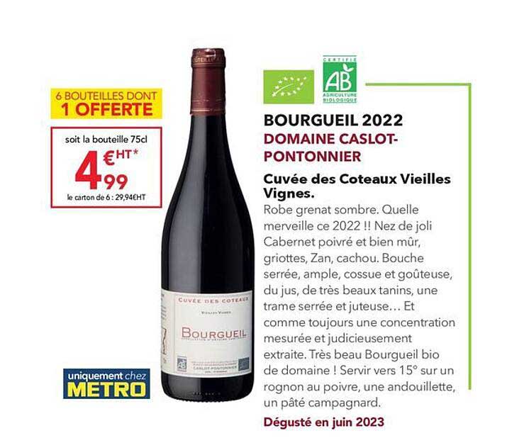 bourgueil 2022 domaine caslot-pontonnier cuvée des côteaux vieilles vignes