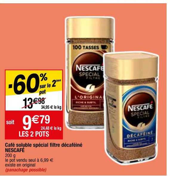 Café Soluble Spécial Filtre Décaféiné Nescafé