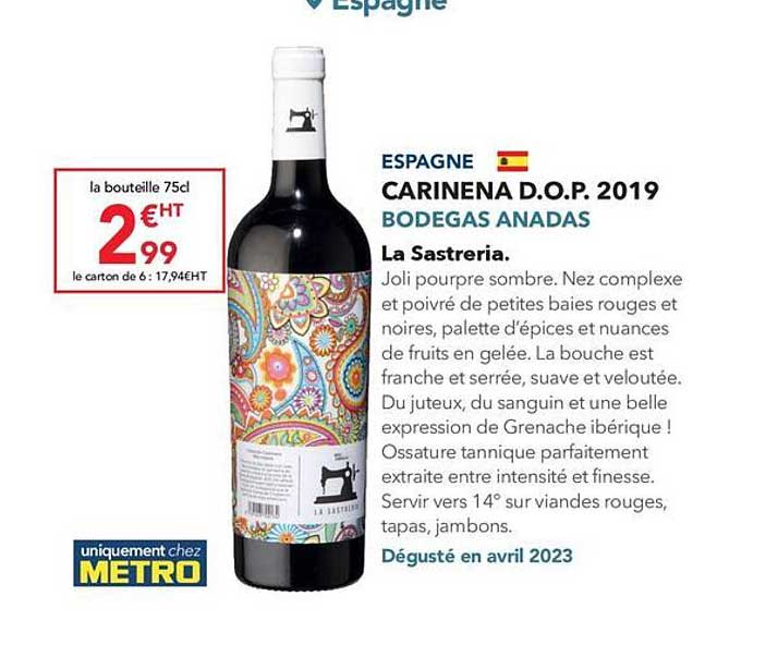 carinena d.o.p. 2019 bodegas anadas la sastreria