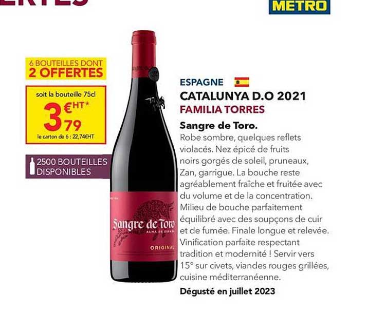 catalunya d.o. 2021 familia torres sangre de toro