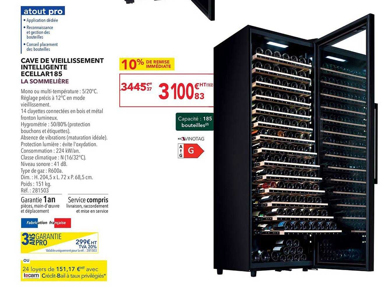 cave de vieillissement intelligente ecellar185 la sommelière