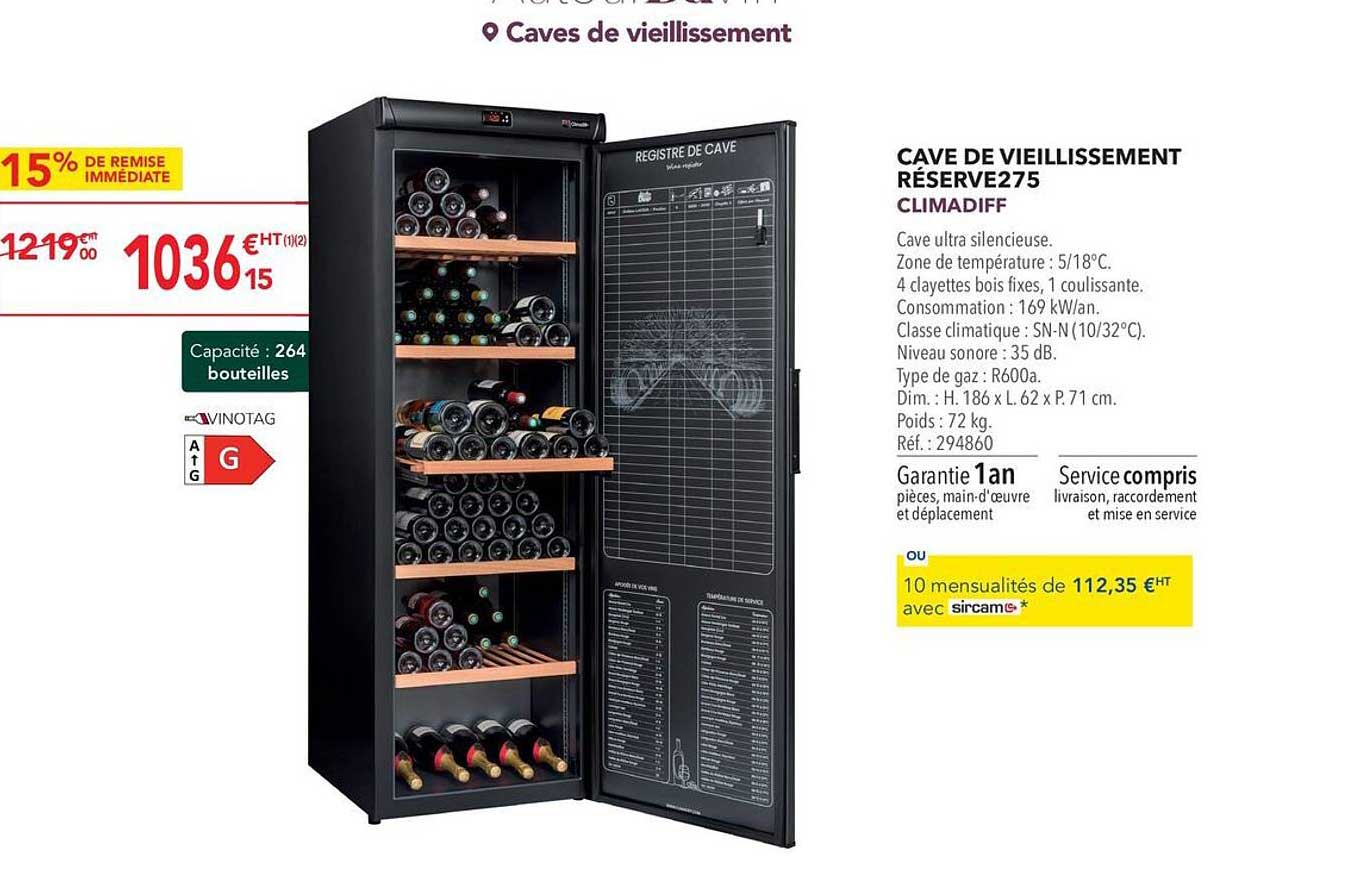 cave de vieillissement réserve275 climadiff