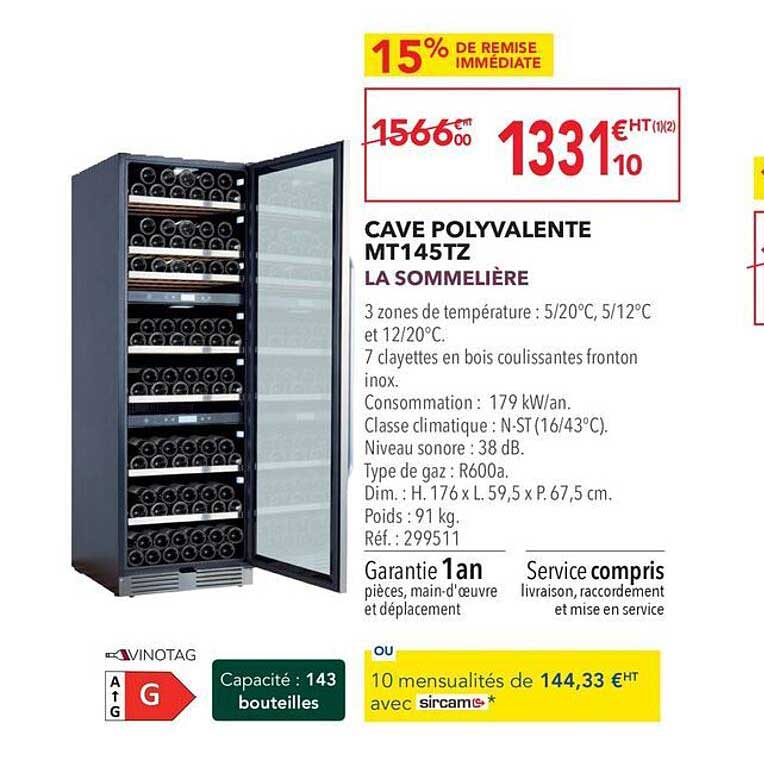 cave polyvalente mt145tz la sommelière
