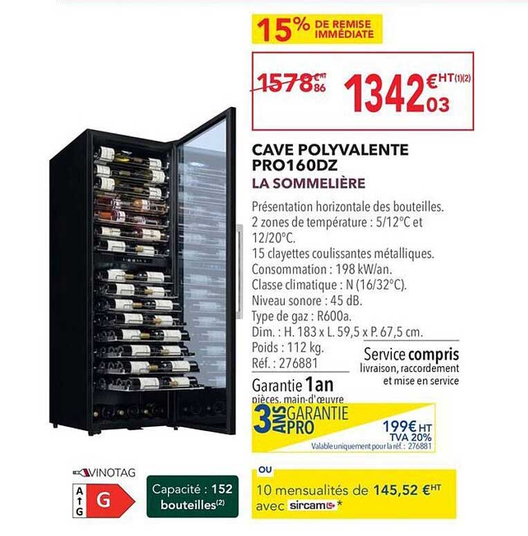 cave polyvalente pro160dz la sommelière