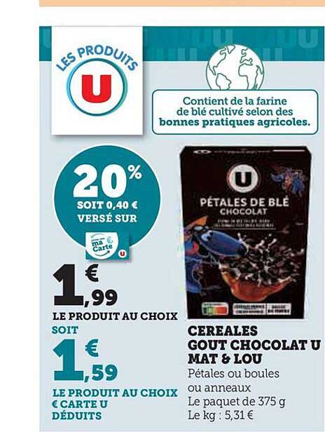 Céréales Goût Chocolat U Mat & Lou