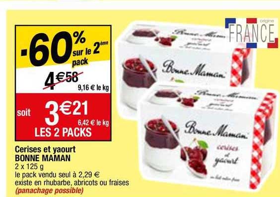 cerises et yaourt bonne maman