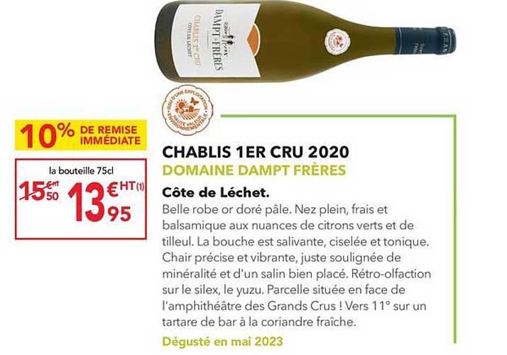 chablis 1er cru 2020 domaine dampt frères côte de léchet