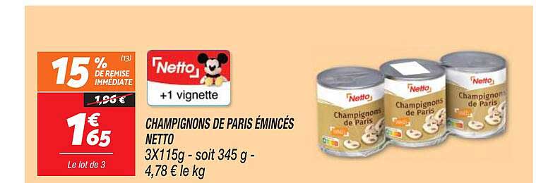 Champignons De Paris émincés Netto