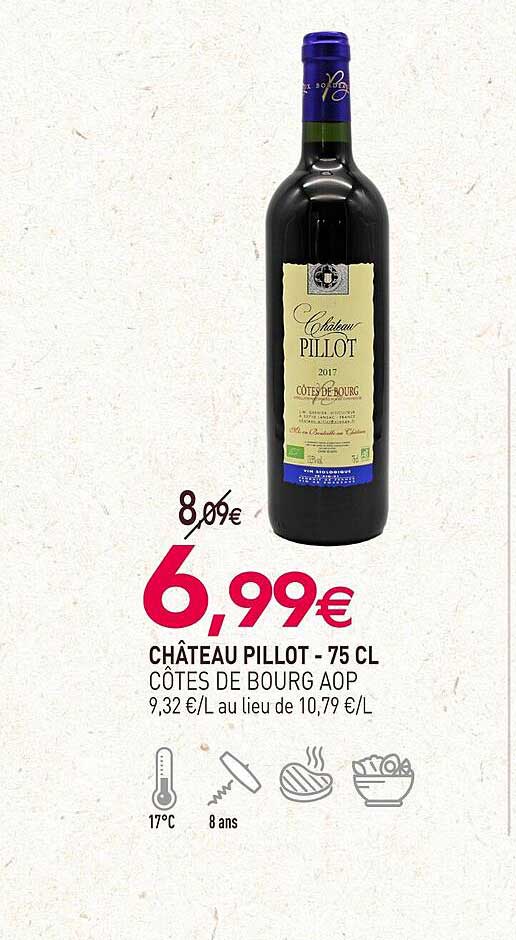 château pillot côtes de bourg aop - 75 cl