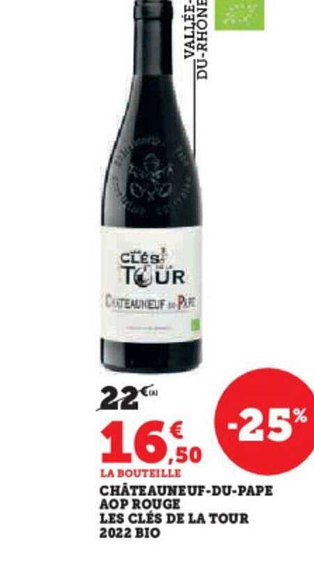 châteauneuf-du-pape aop rouge les clés de la tour 2022 bio