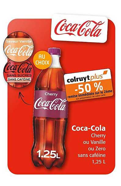 coca-cola cherry ou vanille ou zero sans caféine