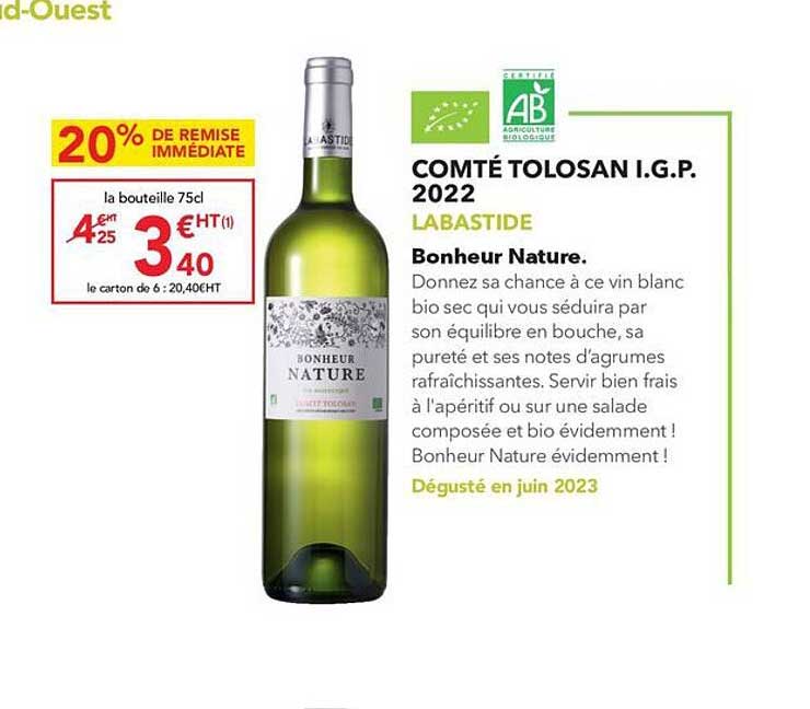 comté tolosan i.g.p. 2022 labastide bonheur nature