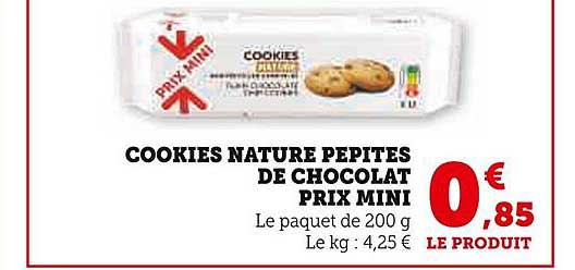 cookies nature pepites de chocolat prix mini