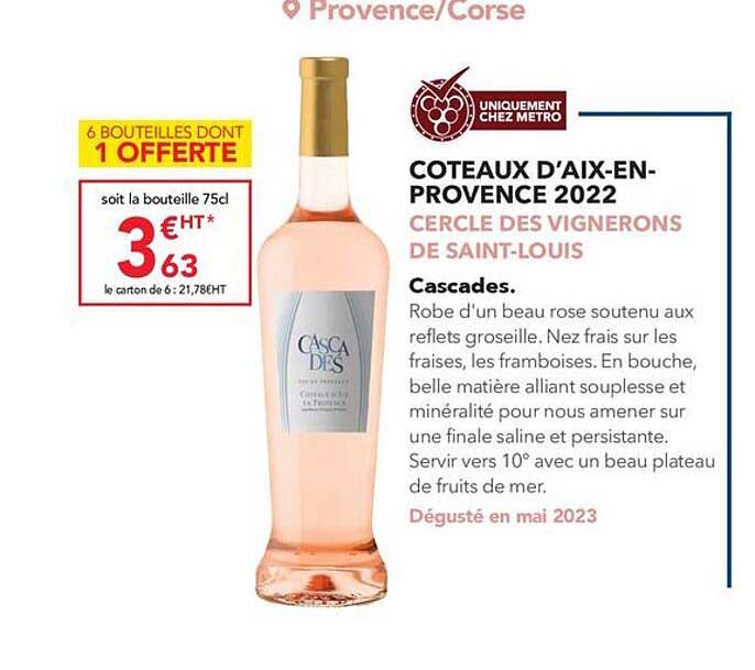 côteaux d'aix-en-provence 2022 cercle des vignerons de saint-louis cascades