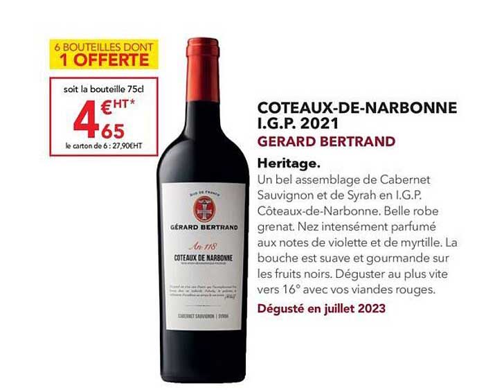 côteaux-de-narbonne i.g.p. 2021 gérard bertrand héritage