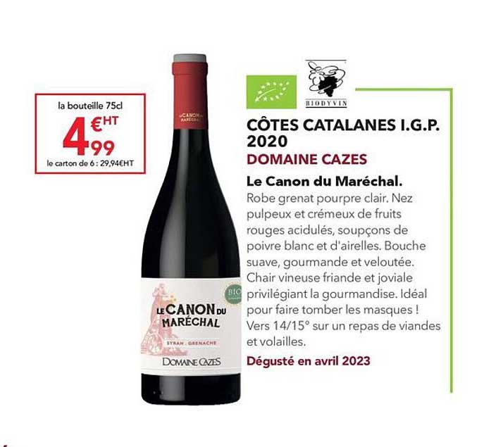 côtes catalanes i.g.p. 2020 domaine cazes le canon du maréchal