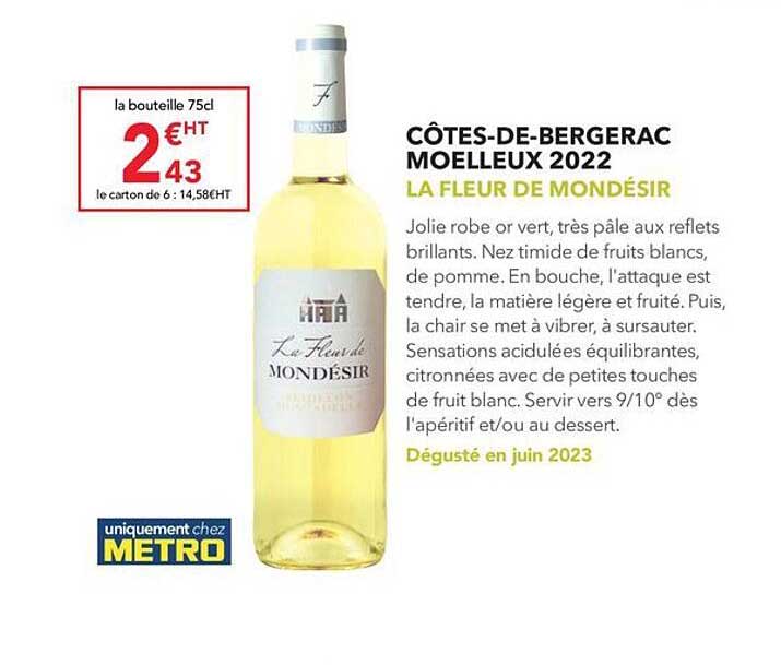 côtes-de-bergerac moelleux 2022 la fleur de mondésir