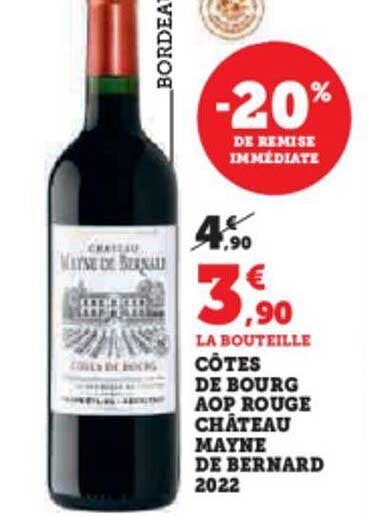 côtes de bourg aop rouge château mayne de bernard 2022