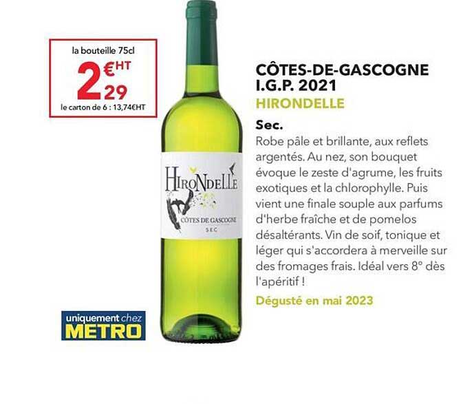 côtes-de-gascogne i.g.p. 2021 hirondelle sec