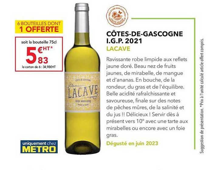 côtes-de-gascogne i.g.p. 2021 lacave