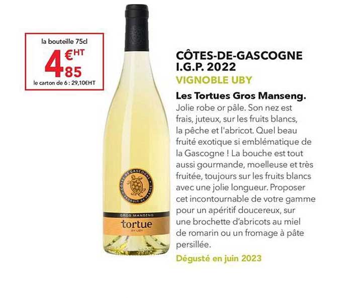 côtes-de-gascogne i.g.p. 2022 vignobles uby les tortues gros manseng
