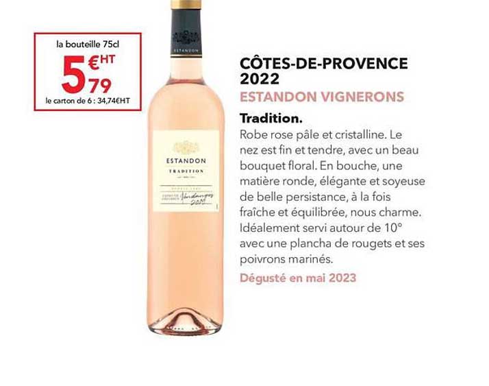 côtes-de-provence 2022 estandon vignerons tradition