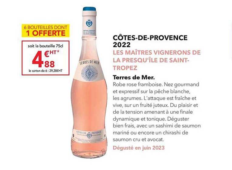 côtes-de-provence 2022 les maîtres vignerons de la presqu'île de saint-tropez terres de mer