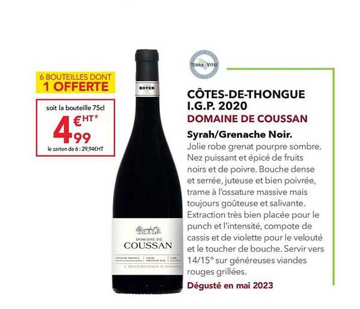 côtes-de-thongue i.g.p. 2020 domaine de coussan syrah/grenache noir
