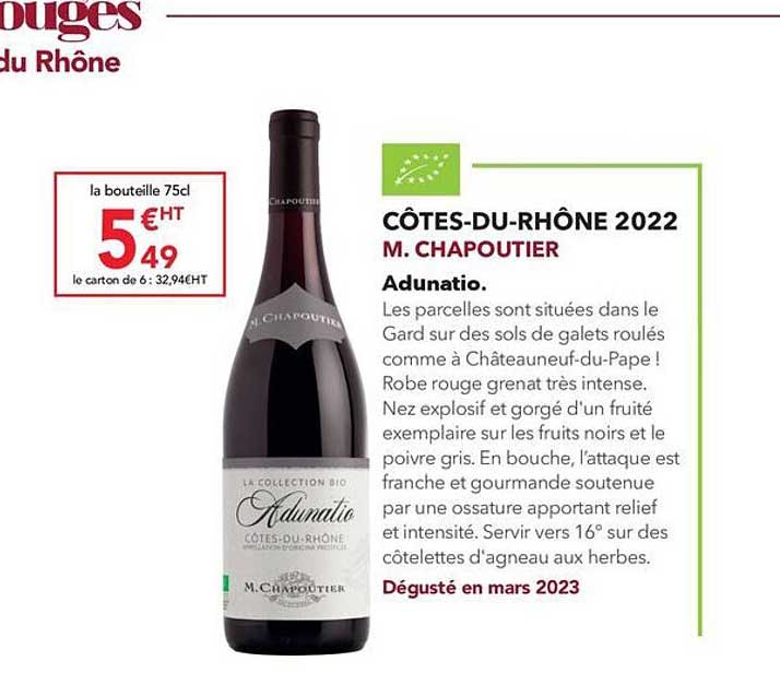 côtes-du-rhône 2022 m. chapoutier adunatio