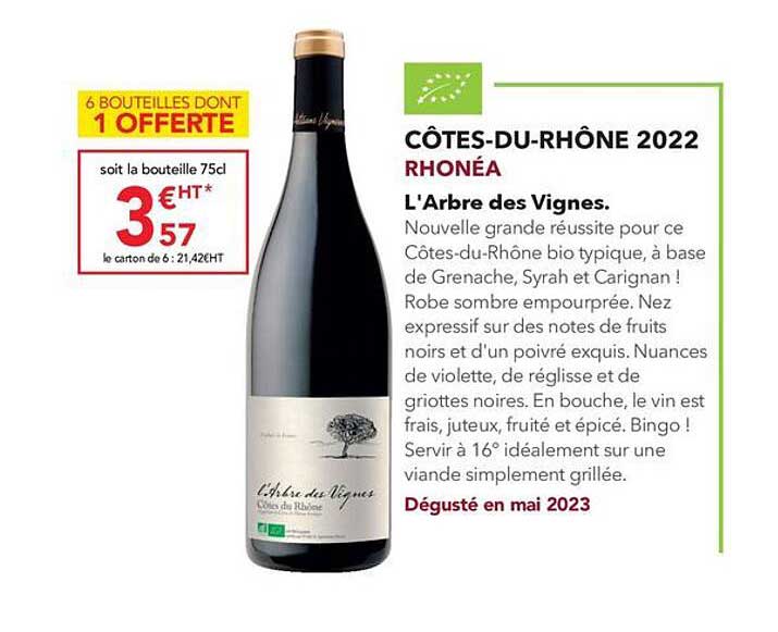 côtes-du-rhône 2022 rhonéa l'arbre des vignes