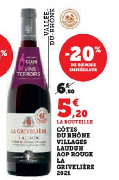 côtes du rhône villages laudun aop rouge la grivelière 2021