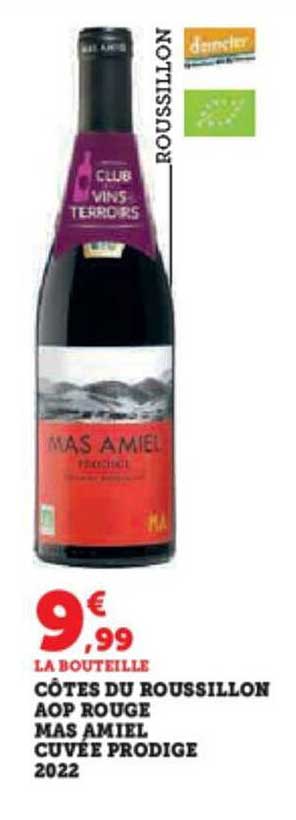 côtes du roussillon aop rouge mas amiel cuvée prodige 2022