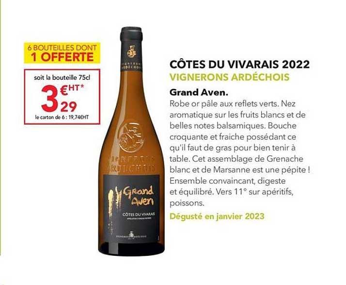 côtes du vivarais 2022 vignerons ardéchois grand aven