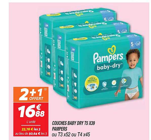 couches baby dry t5 x39 pampers