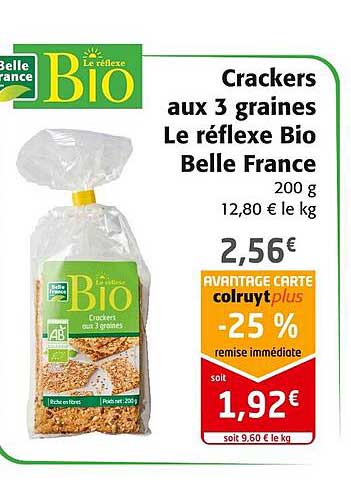 crackers aux 3 graines le réflexe bio belle france