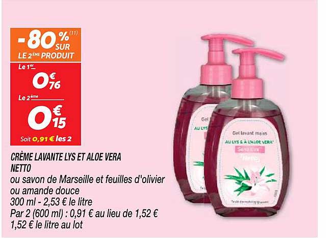 Crème Lavante Lys Et Aloe Vera Netto