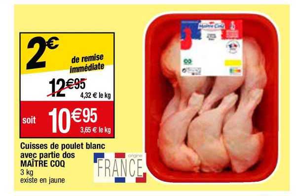 cuisses de poulet blanc avec partie dos maître coq