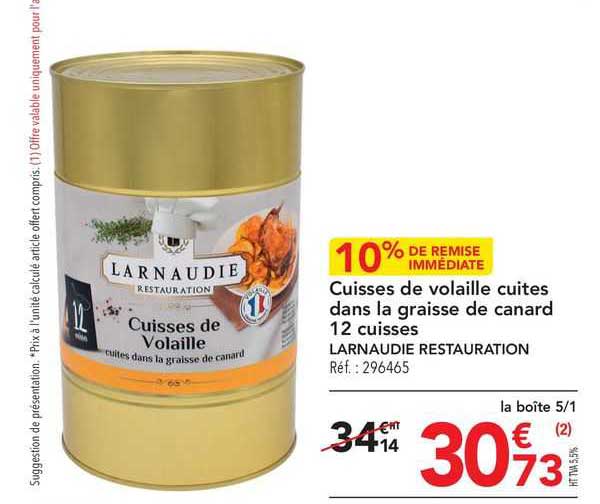 cuisses de volaille cuites dans la graisse de canard 12 cuisses larnaudie restauration