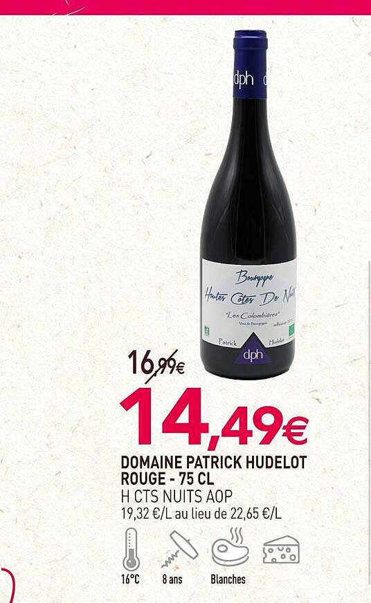 domaine patrick hudelot rouge h cts nuits aop - 75 cl