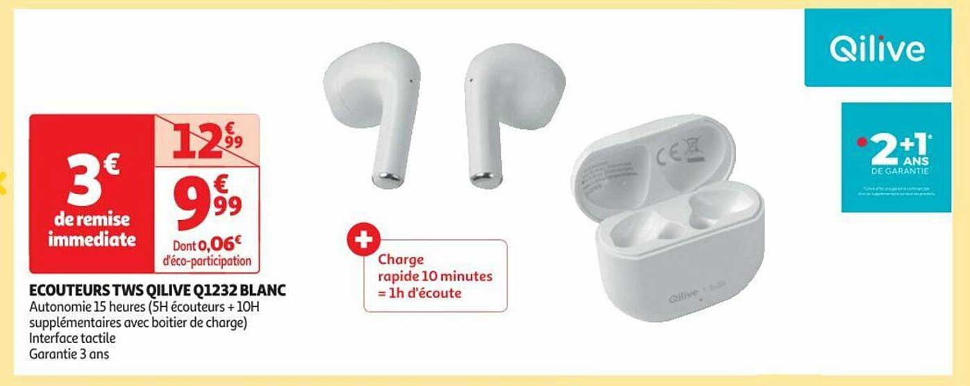 écouteurs tws qilive q1232 blanc